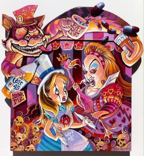 Dave MacDowell Alice in Wonderland and Divine painting