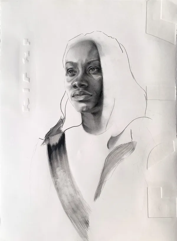 Louise Mandumbwa Ayomikun, 2021 Charcoal and pitt pastel on paper 30" x 20"