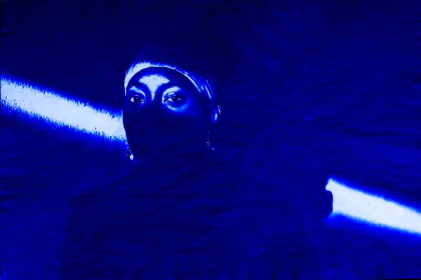 Ebony Blevins Self-Portrait Version 1, 2026 Cyanotype on Rice Paper 18" x 12"