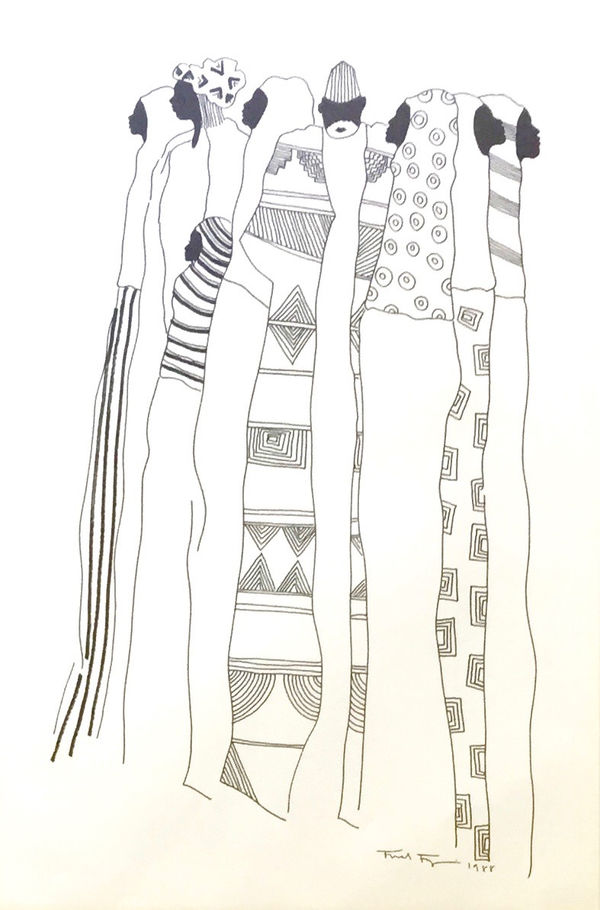 Frank Frazier, Untitled (8 black and white figures), 1988