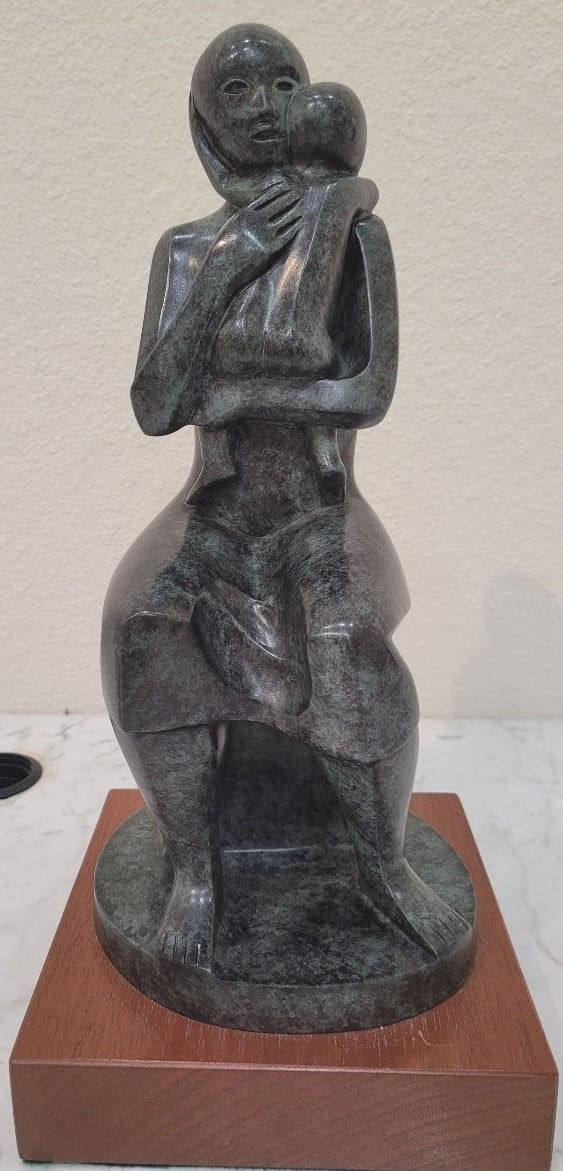 Elizabeth Catlett Mother and Child, 1977 Bronze with greenish- patina 15" x 7" x 6.5"