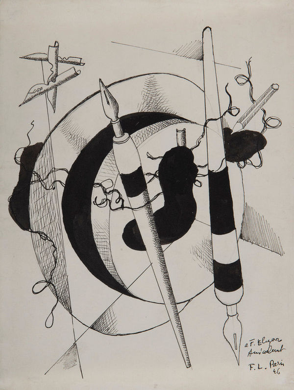 FERNAND LÉGER: Composition Au Porte Plumes et Crayon, 1946, Encre sur papier