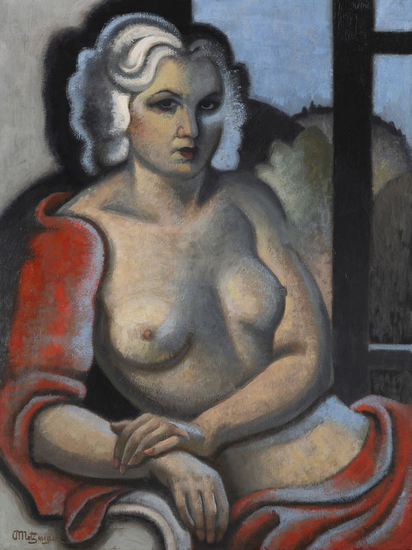 JEAN METZINGER, Femme Assise Devant la Fenêtre (Le Modèle d'Atelier au Drapé Rouge), Vers 1938