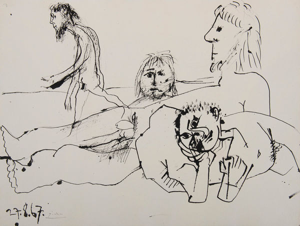 PABLO PICASSO, Sur la Plage, Personnages Nus, 1967