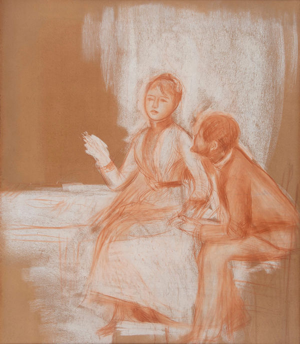PIERRE-AUGUSTE RENOIR, Les Amoureux, 1885, Sanguine et craie blanche sur papier marouflé sur toile