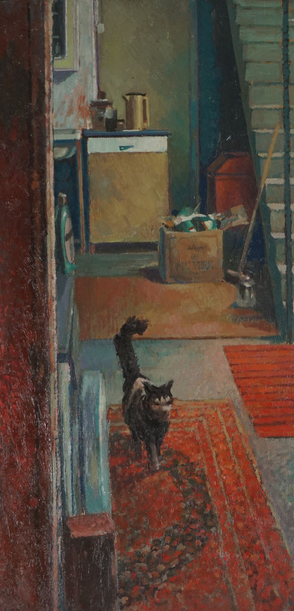 Derek Stafford, Studio with cat, 1980