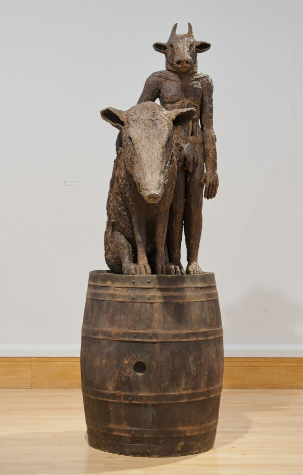Sophie Ryder, Minotaur and Boar on a Barrel, 2017