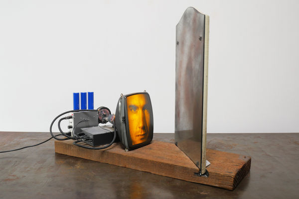 Alan Rath Vanity III, 1993 wood, aluminum, mirror, custom electronics, CRT 31 x 40 x 17 in 78.7 x 101.6 x 43.2 cm