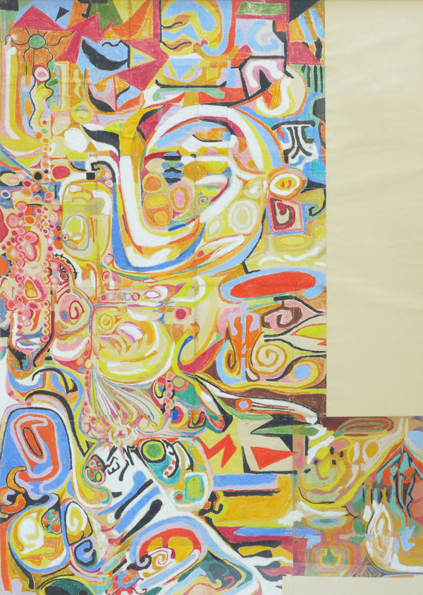 Robert Duncan Wallpaper Design, 1952-54 handmade oil and wax crayon on paper mounted on fabric mount 57 1/2 x 41 1/2 in 146.1 x 105.4 cm