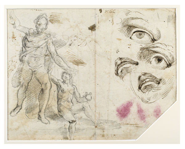 Alessandro Casolani (Siena, 1552-1606) Studies of Putti in various Poses (recto); Study of a Male and Female Figure, Study of a Face (verso) pen and ink (recto); black chalk, pen, brown ink and black ink (verso) 8 x 10 1/2 in 20.3 x 26.7 cm