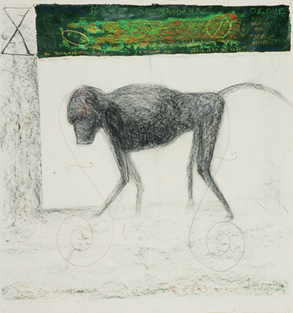 William T. Wiley, Monkey after Seurat Who Love Zoo, 1994