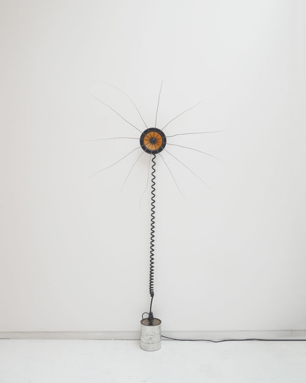 Alan Rath Spiny Throbber, 2002 steel, wood, custom electronics, speaker 78 x 44 x 22 in 198.1 x 111.8 x 55.9 cm