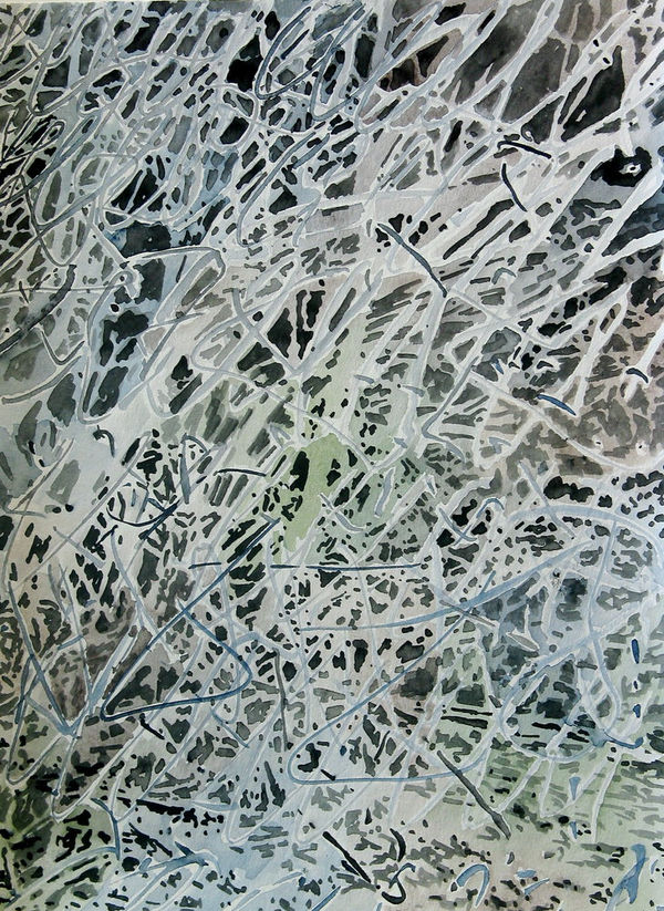 White lines moving diagonally across the canvas contrast against a dark background, covering almost the entire canvas.