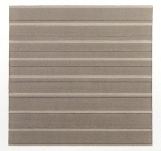 Several horizontal lines in two shades (tan and dark brown) cut across brown square-shaped color field.