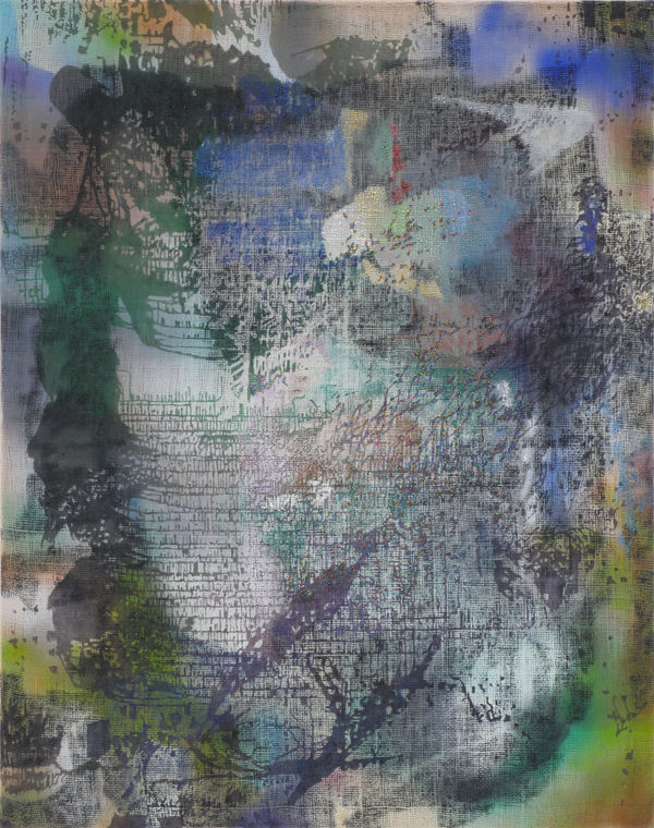 A multicolored, brightly colored abstract painting.