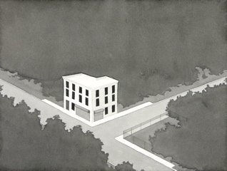 Chris Ballantyne Intersection (Empty Lot), 2009 india ink on paper 12.25 x 16.25 inches 31.1 x 41.3 cms