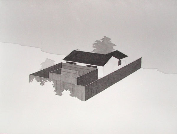 Chris Ballantyne Untitled Backyard (Maze), 2009 india ink on paper 12 x 16 inches 30.5 x 40.6 cms