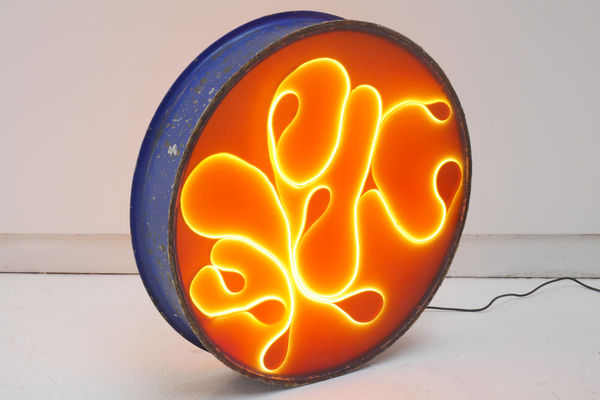 LOT-EK Spacer Light 5, 2023 steel, rubber, LED strip light 20 x 20 x 4 in 50.8 x 50.8 x 10.2 cm