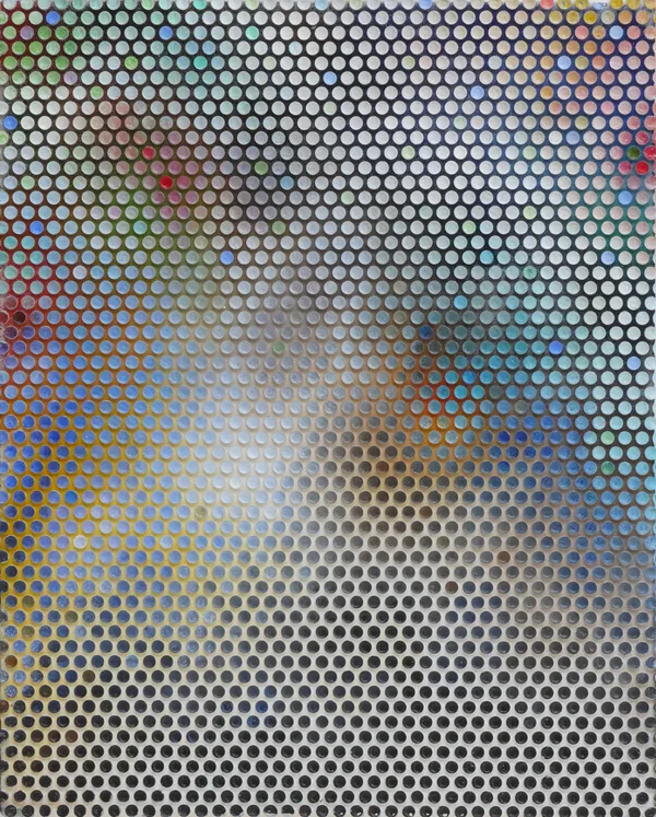 Emil Lukas particle assemblage #2388, 2026 acrylic on canvas over wood panel 15 x 12 x 1 3/4 in 38.1 x 30.5 x 4.4 cm