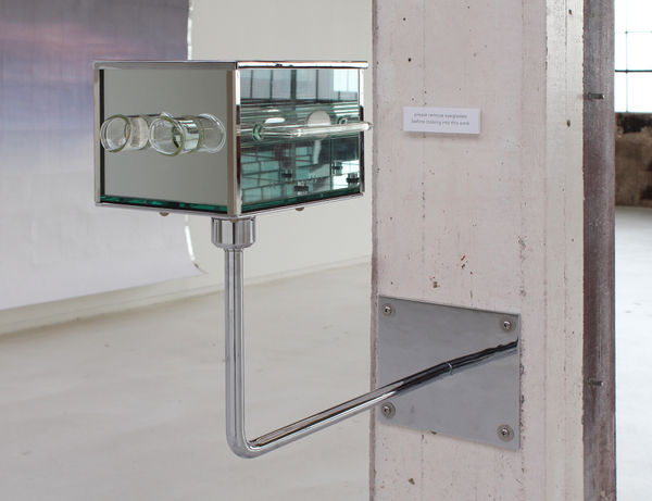 Werner Klotz Cheval Syndrom, 1992 glass, mirror, magnifying mirror, blown glass pipes, metal 7 7/8 x 6 1/4 x 9 1/2 inches 20 x 16 x 24 cm
