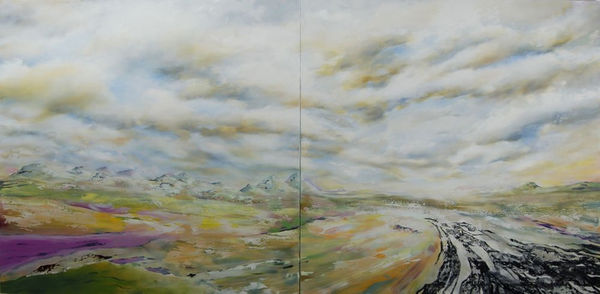 Arngunnur Yr Vegaskard, 2009 oil on aluminum panel 47 x 96 inches 119.4 x 243.8 cms