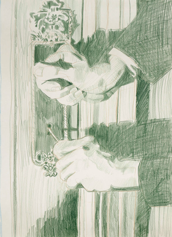 DL Alvarez Locked, 2022 colored pencil on paper 16 x 11 1/2 in 40.6 x 29.2 cm