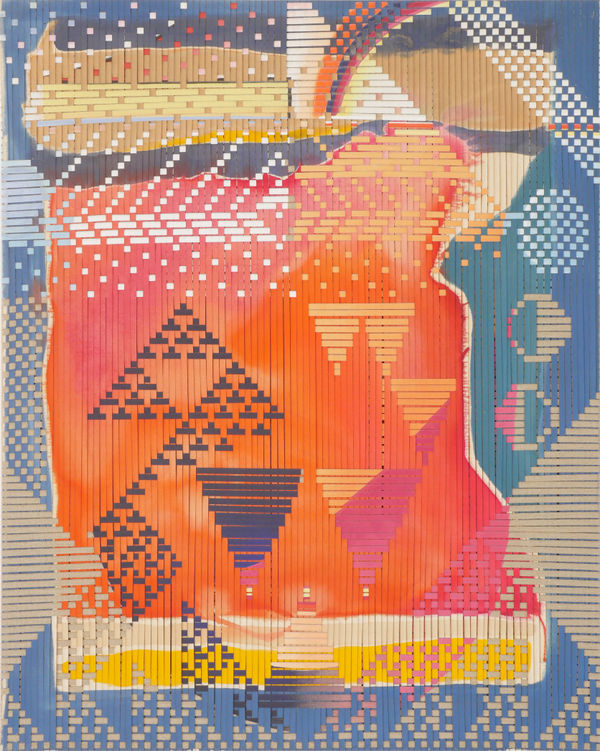 Miguel Arzabe La Cara Enigmática I, 2024 woven acrylic on canvas and linen 60 x 48 in 152.4 x 121.9 cm