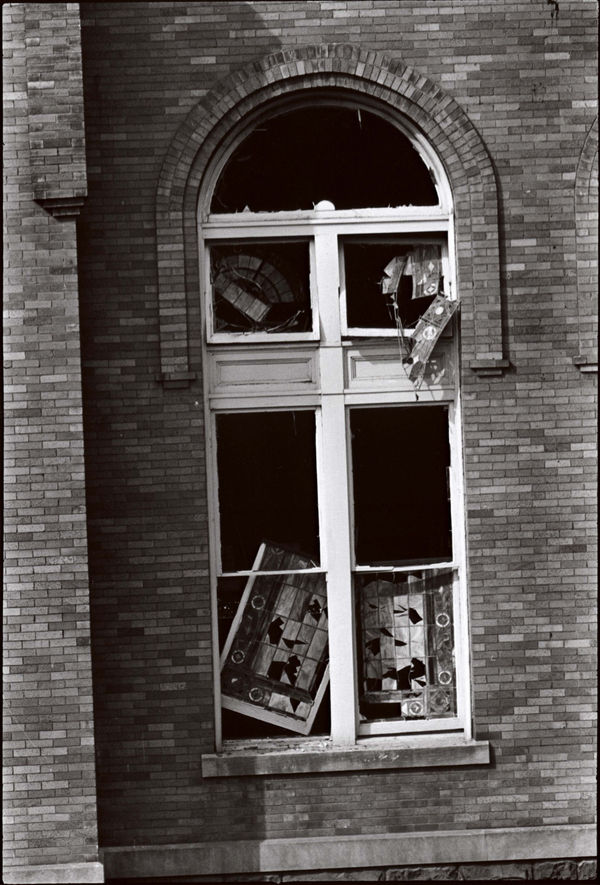 Danny Lyon The windows of the Sixteenth Street Baptist Church, where four fourteen-year-old girls were killed by a KKK bomb, 1963