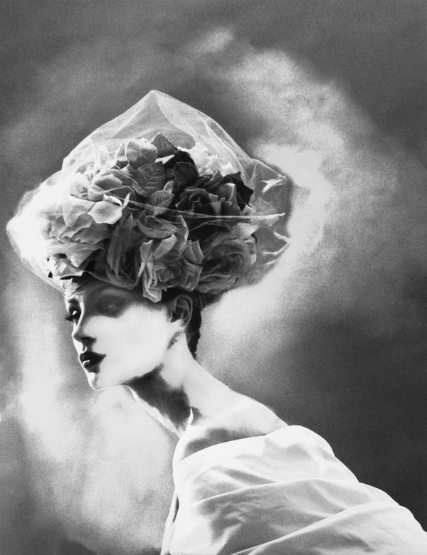 Lillian Bassman Night Bloom, Olga Pantushenkova, hat by Christian Lacroix Haute Couture, Paris, The New York Times Magazine, 31 March 1996