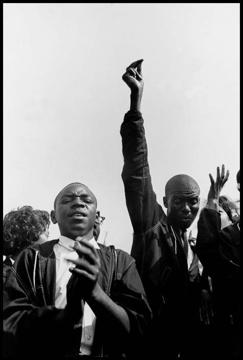 Danny Lyon Members of the Student Nonviolent Coordinating Committee (SNCC) sing freedom songs during the March on Washington, DC, August 28, 1963