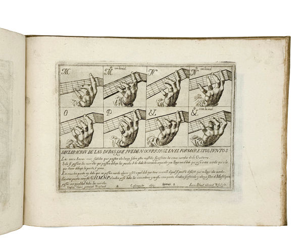 Sanz, Gaspar Francisco, Instruccion de musica sobre la Guitarra Española, y metodo de sus primeros rudimentos hasta tañerla con destreza, 1697. Zaragoza. Herederos de Diego Dormer.