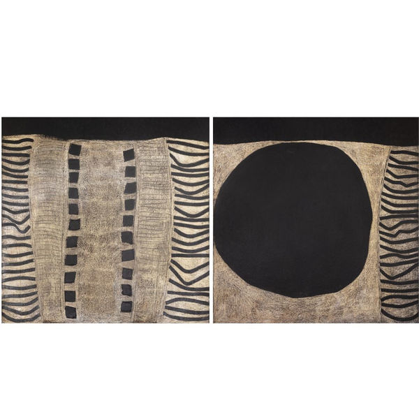 Emilio Rodríguez-Larraín La Jeune Fille et la Mort I & II (Diptych), 1962 Mixed media board Each panel: 47 1/4 x 47 1/4 in (120 x 120 cm) Total: 47 1/4 x 94 1/2 in. (120 x 240 cm)