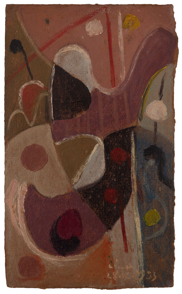 Esteban Lisa Composición, 1953 Oil on thin board 11 1/4 x 6 3/4 in 28.7 x 17.3 cm