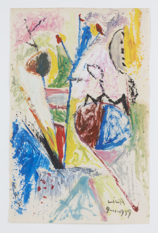 Esteban Lisa Juegos con líneas y colores, 1959 Oil on paper 13 3/8 x 8 5/8 in 34 x 22 cm