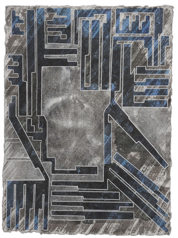 Vargas-Suarez Universal Vector Group XLV, 2014 Gouache and oil enamel on handmade paper 30 x 23 in 76.2 x 58.4 cm