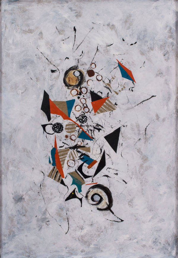 Ides Kihlen Sin titulo (Serie Blanca), 2021 Acrylic and paper collage on board 39 x 27 in 99.1 x 68.6 cm