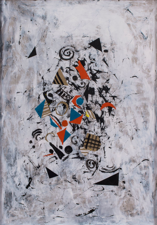 Ides Kihlen Sin titulo (Serie Blanca), 2021 Acrylic and paper collage on board 39 x 27 in 99.1 x 68.6 cm