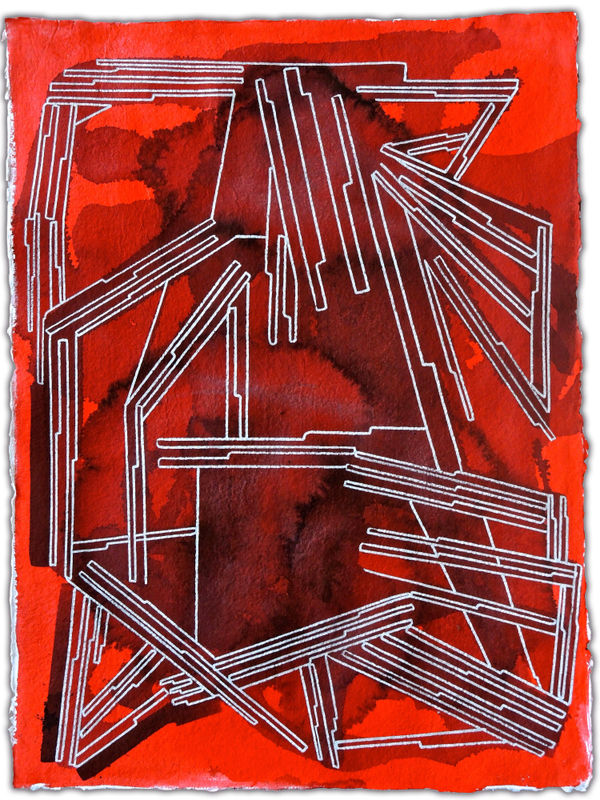 Vargas-Suarez Universal Vector Group LIII, 2014 Japanese Sumi ink and gouache on handmade paper 30 x 23 in 76.2 x 58.4 cm