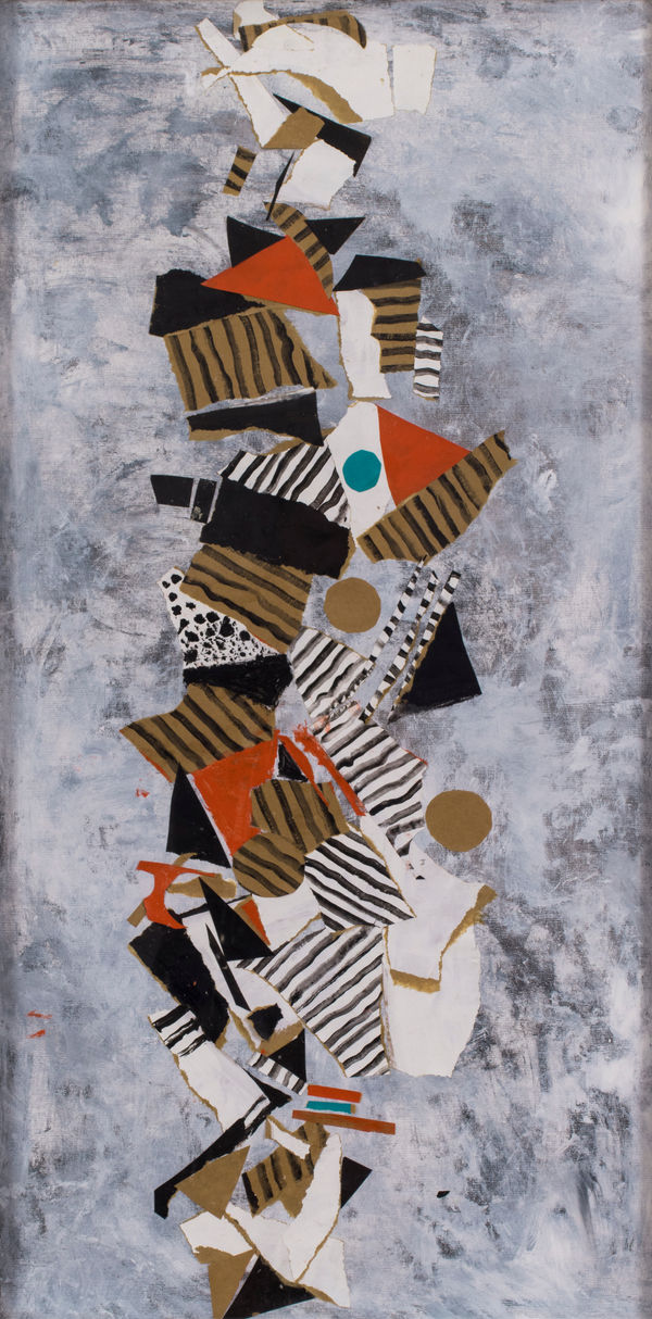 Ides Kihlen Sin titulo (B) (VCH058), 2021 Acrylic and paper collage on canvas 39 3/8 x 19 3/4 in 100 cm x 50 cm