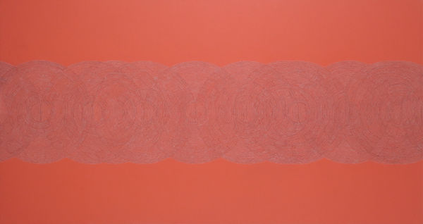 De Volder Untitled #5, 2023 Color pencil and acrylic on canvas 30 x 56 in 76.2 x 142.2 cm