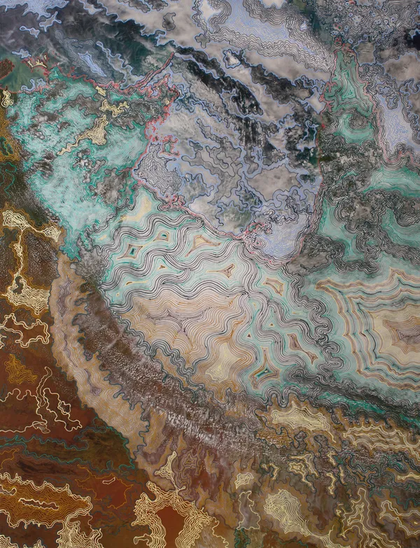 Patrick Waterhouse, Storm. Satellite Image of Tropical Cyclone Paul Hitting Northern Territory in 2020. Marnkurrpa. Restricted with Anthena Nangala Granites, 2014-2018