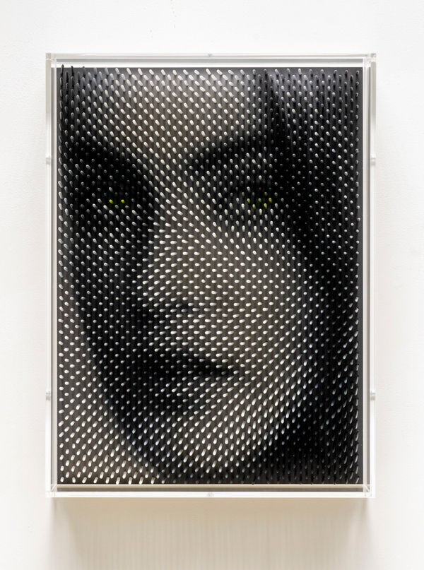 Maxim Wakultschik I watch the clouds as I see them, 2023 Optical toothpicks behind plexiglass 35 x 26 x 9 cm 13 ¾ x 10 ¼ x 3 ½ in