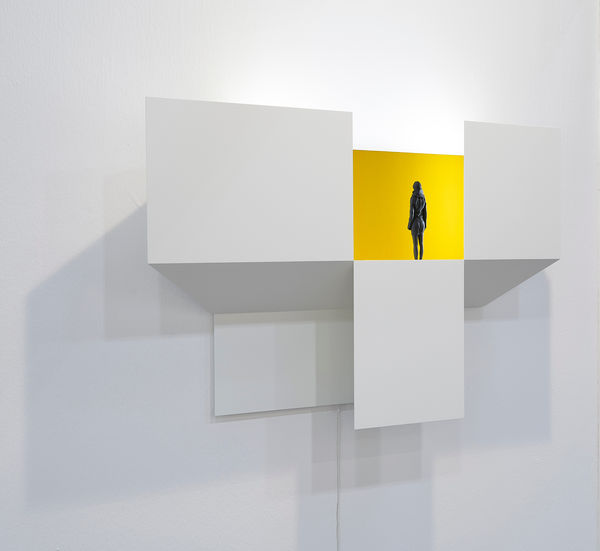 Peter Demetz First Floor, 2018 Linden wood, MDF panel, acrylic, and LED light 75 x 125 x 16 cm 29 ½ x 49 ¼ x 6 ¼ in