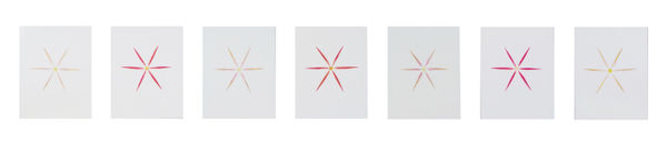 Garry Fabian Miller Anne, Allium, Homeland, June, 2011 Flower, light, seven unique dye destruction prints 24.4 x 19.1 cm 9 5/8 x 7 1/2 in (each print) 45.3 x 194.3 cm 17 7/8 x 76 1/2 in (framed)