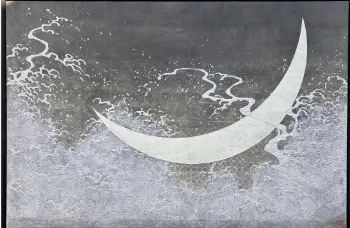 Ken Matsubara TO-GETSU 涛月, 2026 Washi paper, silver leaf, ink, and mineral-based pigments 和紙、銀箔、墨、岩絵具