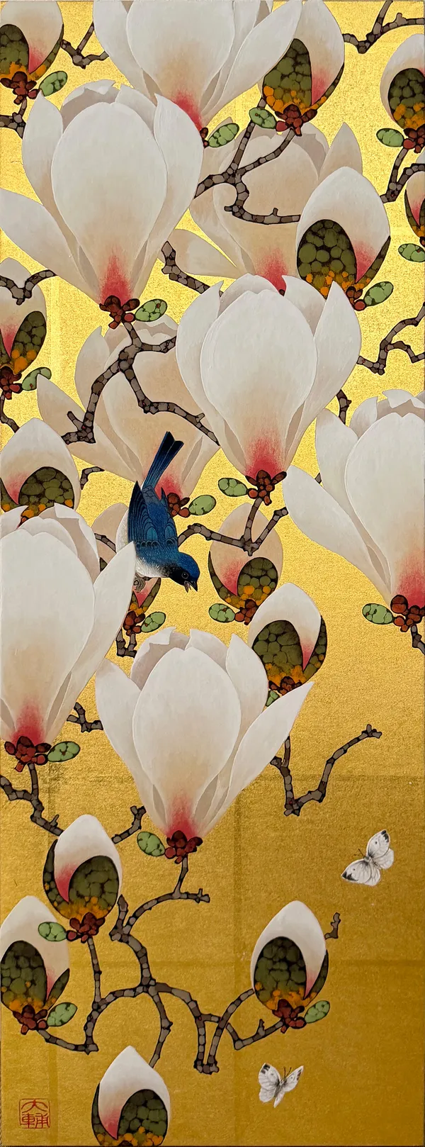 Daisuke Nakano Journeying Toward Spring 春を訪ねて, 2026 Washi, gold leaf, ink, and mineral-based pigments