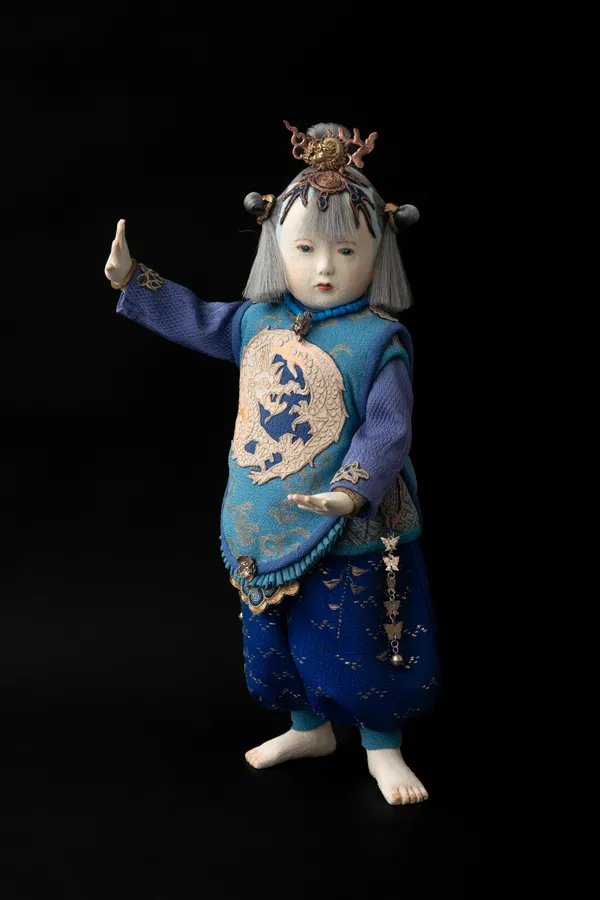 Junko Narita Azure Dragon 青龍, 2025 Doll (ceramic, textile, metal)
