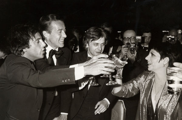 Ron Galella, Steve Rubell, Halston, Mikhail Baryshnikov and Liza Minnelli attend 32nd Annual Tony Awards Supper Ball at the Waldorf-Astoria Hotel, New York City, June 4, 1978