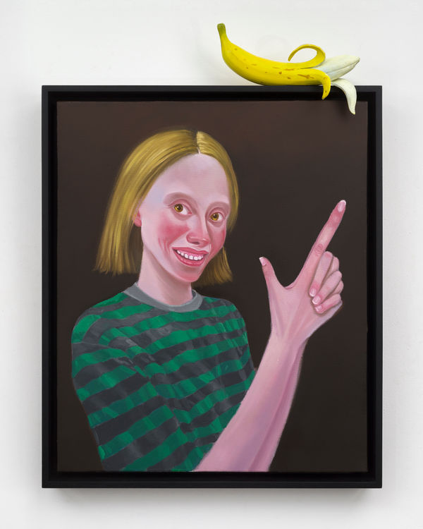 Ali Elmacı All That is Taste Melts Into Air IV, 2023 Oil on canvas and sculpture 77 x 55 cm