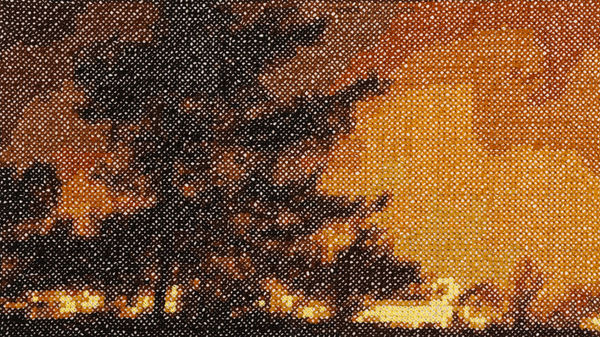 Juana Gómez Paisaje de la Nueva Era, 2023 Hand embroidery, cross stitch on canvas 25 x 44 cm